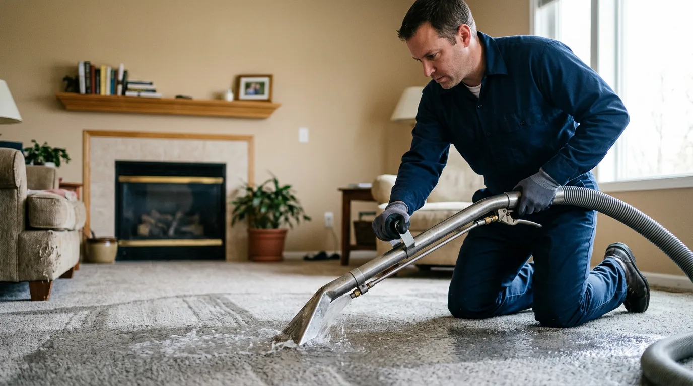 Water damage restoration technician working near Majestic, KY